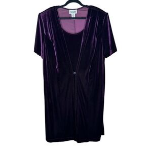 Victoria Stephens VTG Purple Velvet Dress & Jacket Set Women's 18WP‎ Petite Chic